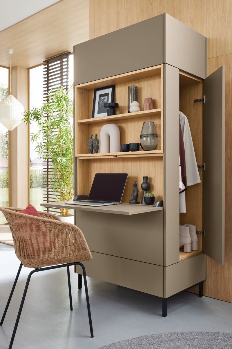 Ballerina Design Inselkueche Rostrot mit Multifunktionsschrank