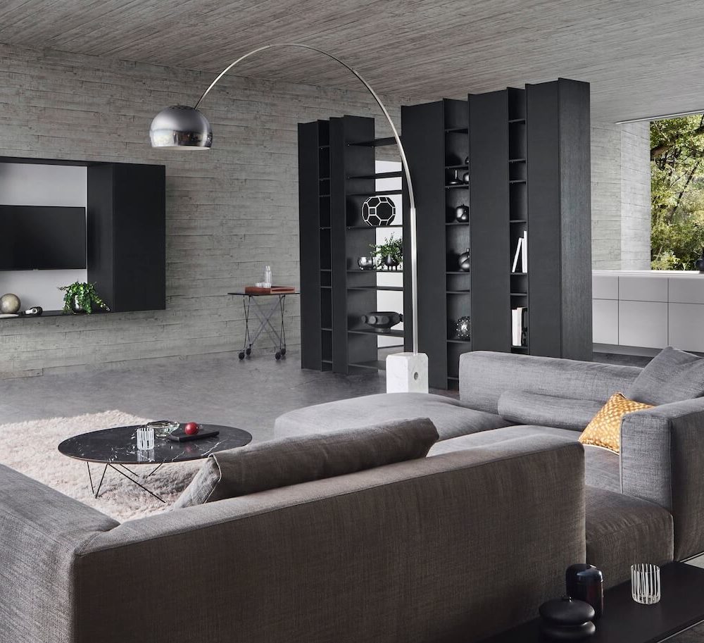 Leicht Contino Designküche Weiß mit Insel und Hochschrank